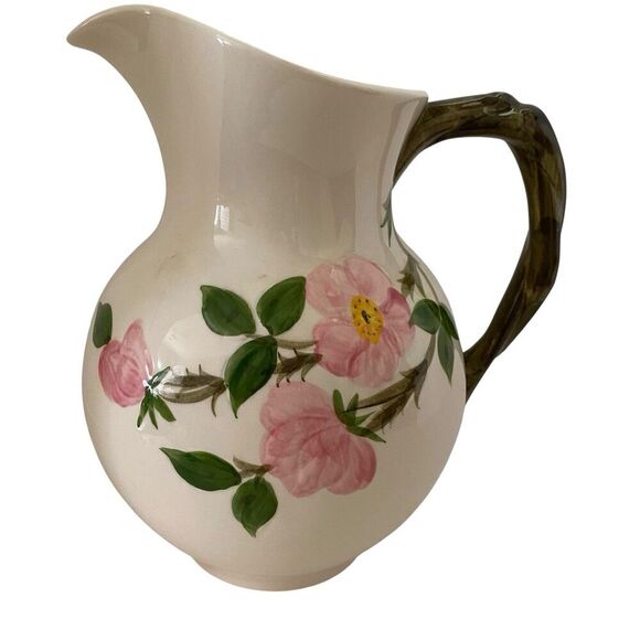 Vtg Franciscan Desert Rose Pitcher 9" Hand Painted Pink Floral Earthenware USA - Picture 2 of 6